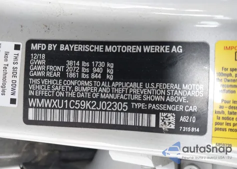 2019 Mini Hardtop Cooper from USA, damaged, VIN WMWXU1C59K2J02305